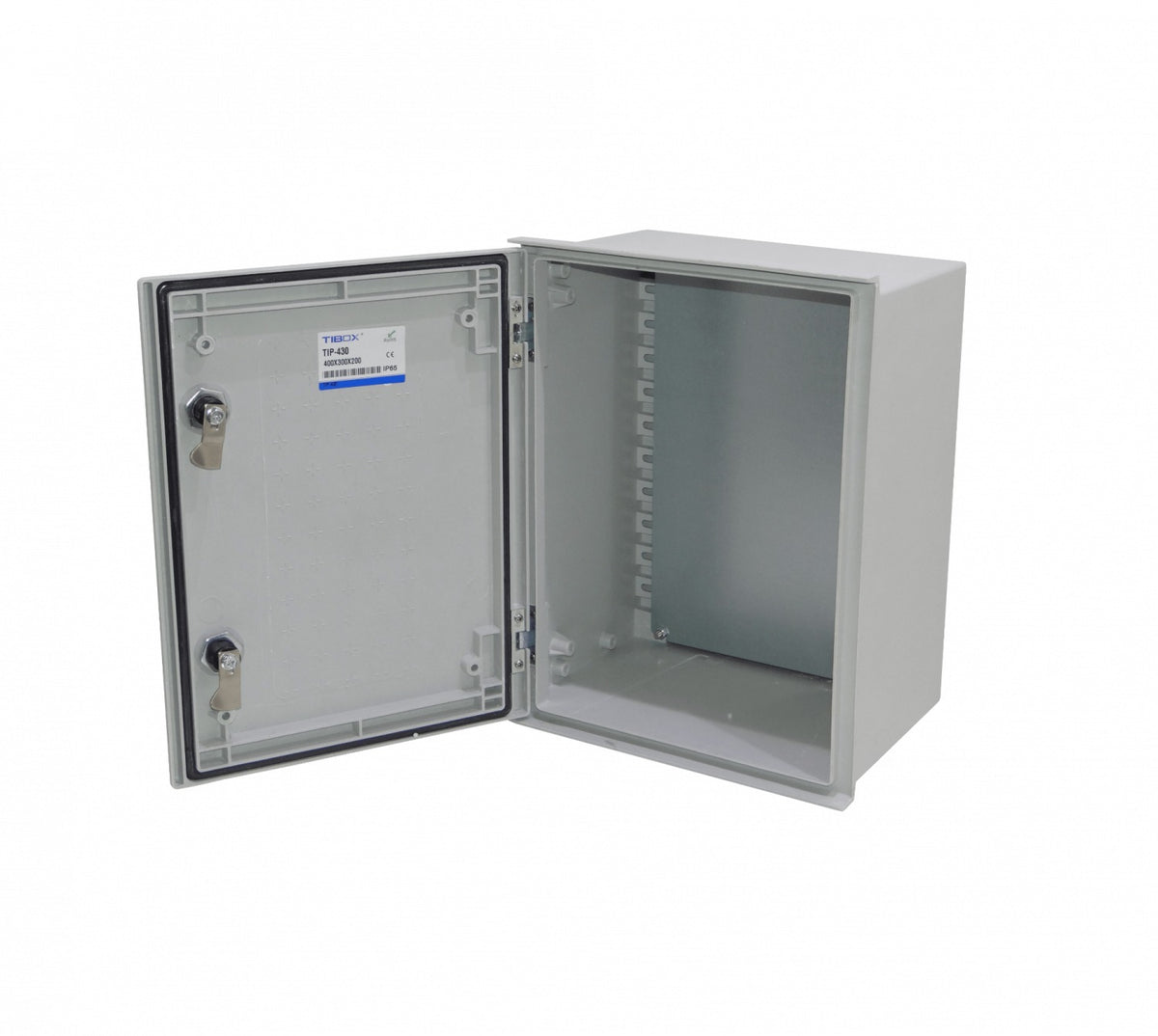 TIP-43 TIBOX 400x300x200mm Armario Estanco de Poliéster Gris IP65 RoHS con Placa de Montaje