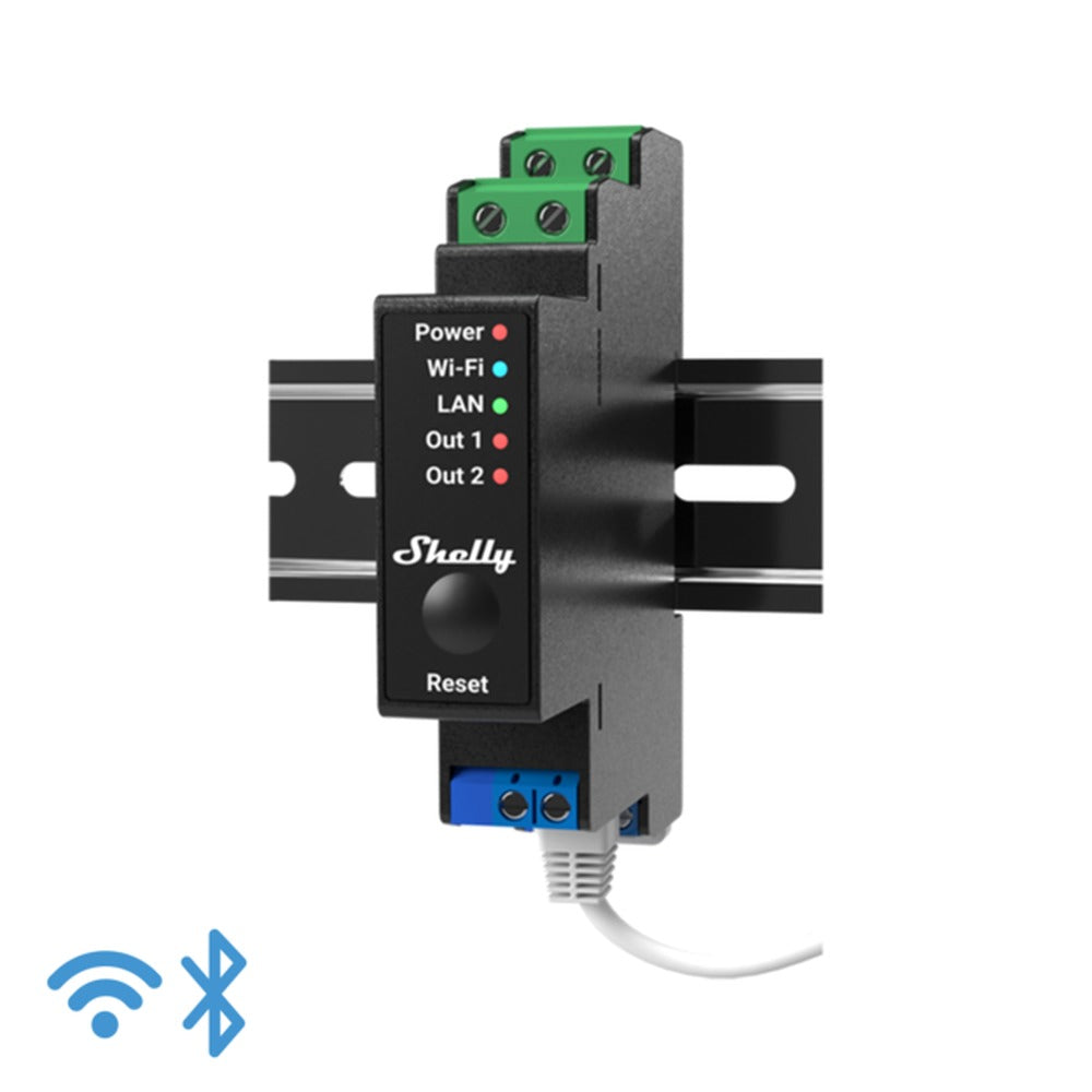 Relé Inteligente Profesional Riel DIN de 2 Canales con Power Meter Contacto Seco
