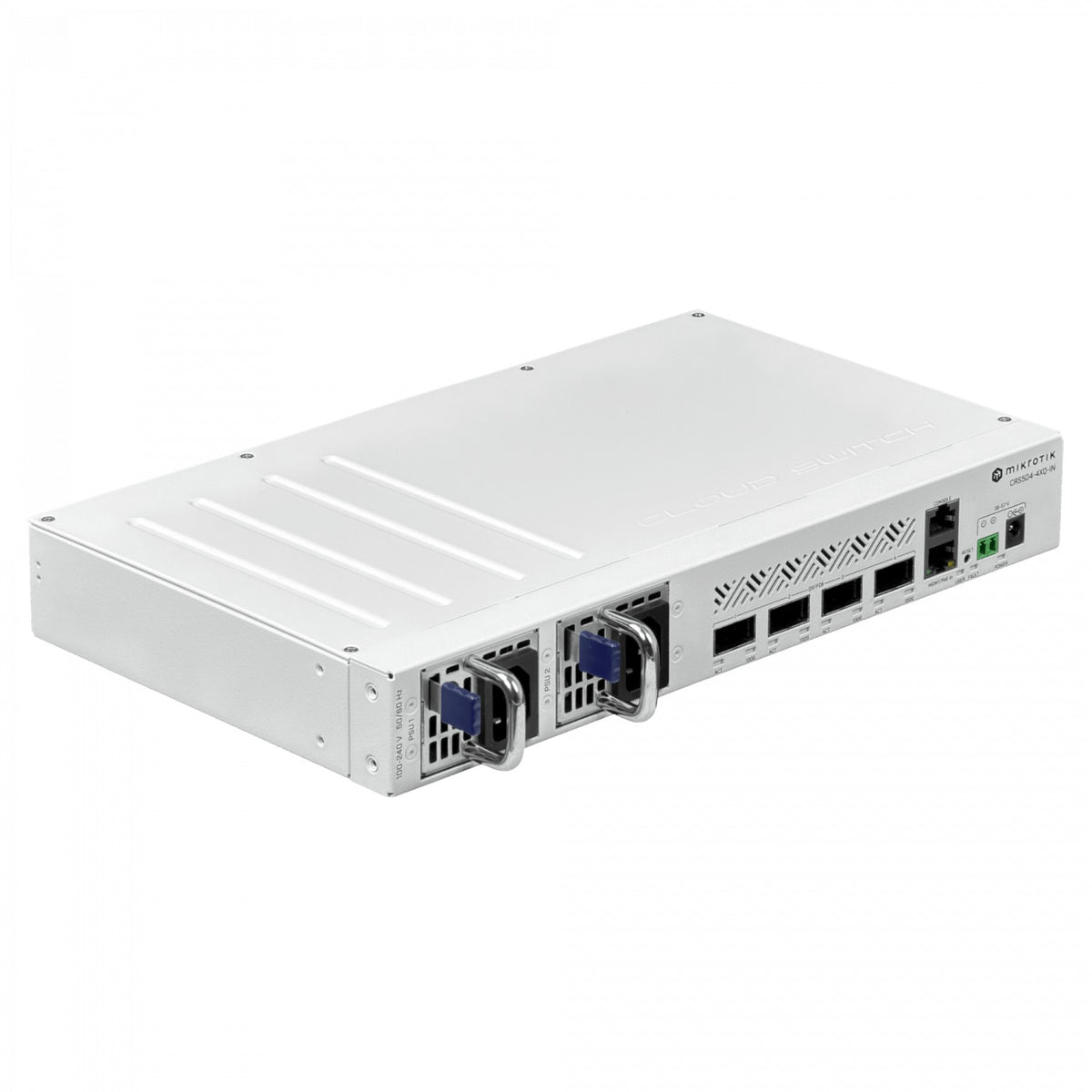 CRS504-4XQ-IN MIKROTIK 4-QSFP28-100G 1-100 L5 36-57VDC 2-220VAC necesita-cables-C13 PoE-entrada