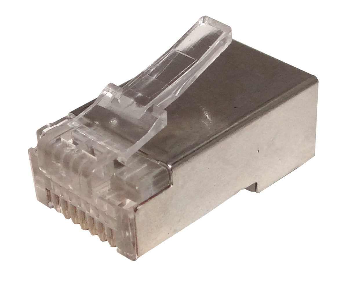 RJS-BC Pack de 100 Conectores RJ45 Cat5e Metalizados Crimpables para Cable FTP/STP