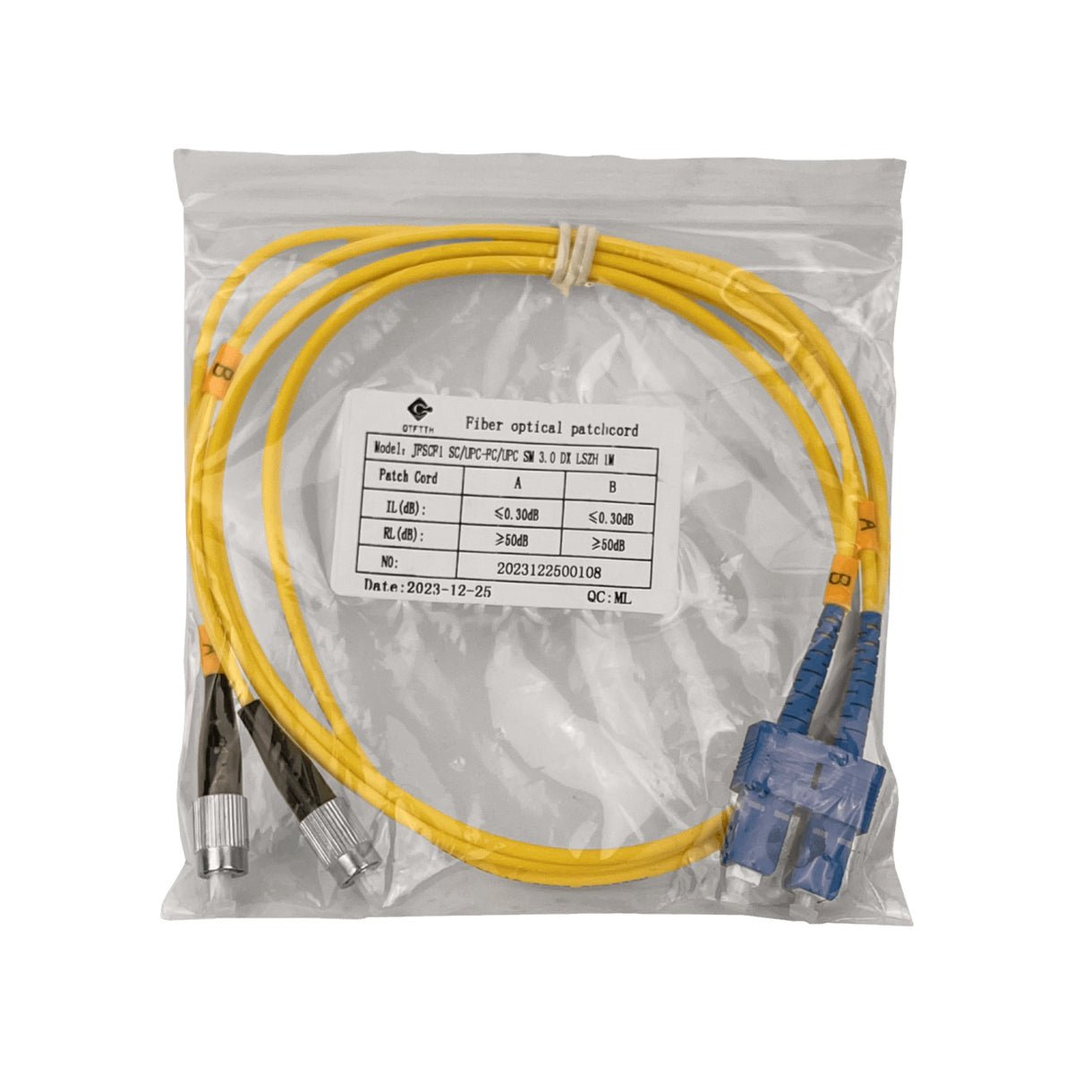 JFSCF1. Cable Conectorizado de Fibra Óptica Monomodo SM Dúplex SC a FC de 1 metro, 3.0 mm, 9/125 µm