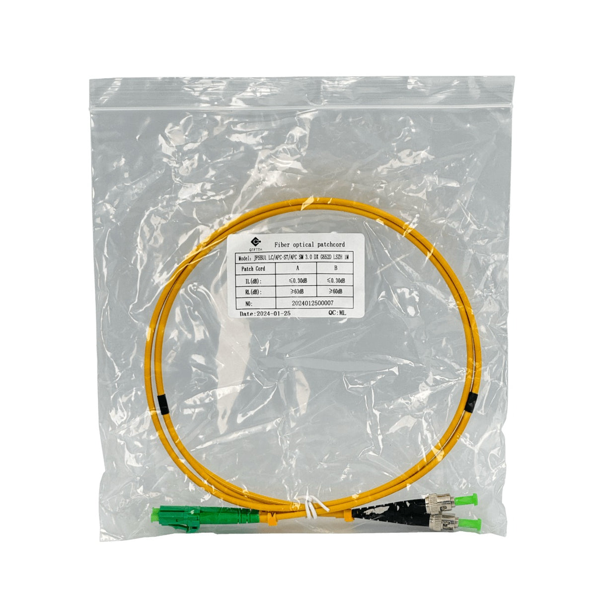 JFSBU1 1 metro LC/APC-ST/APC Monomodo SM Dúplex Latiguillo Fibra Óptica 9/125um 3mm