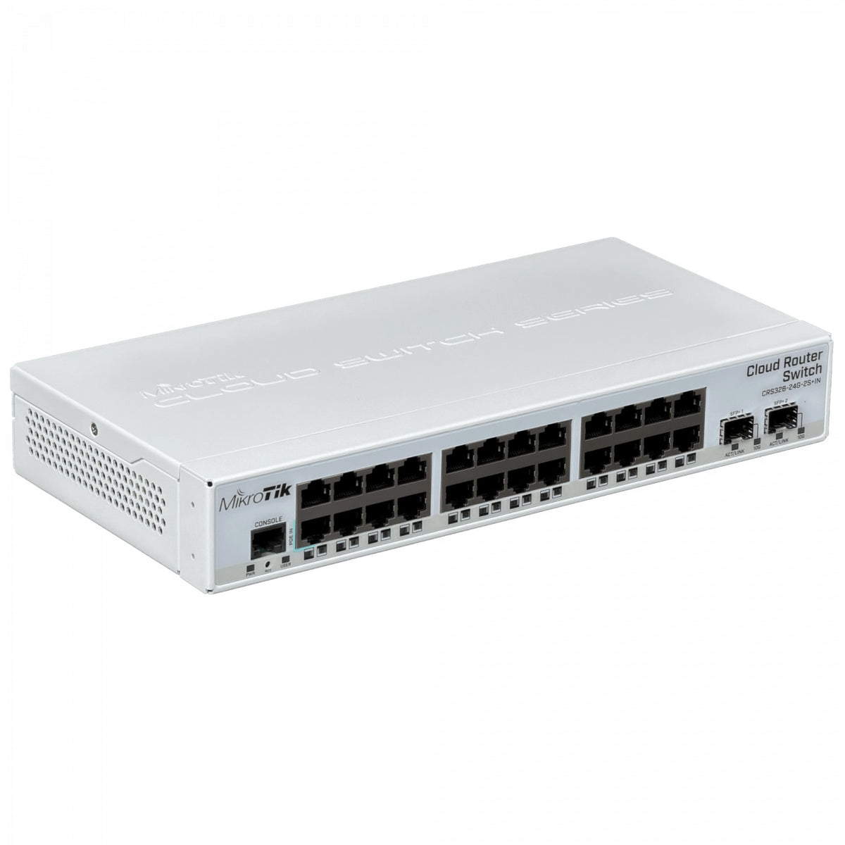 CRS326-24G-2S+IN MIKROTIK Enrutador de Capa 3 y Switch 24 Puertos 1000Base-T 2 Ranuras SFP+ 10G Puerto de Consola Licencia L5 Sobremesa