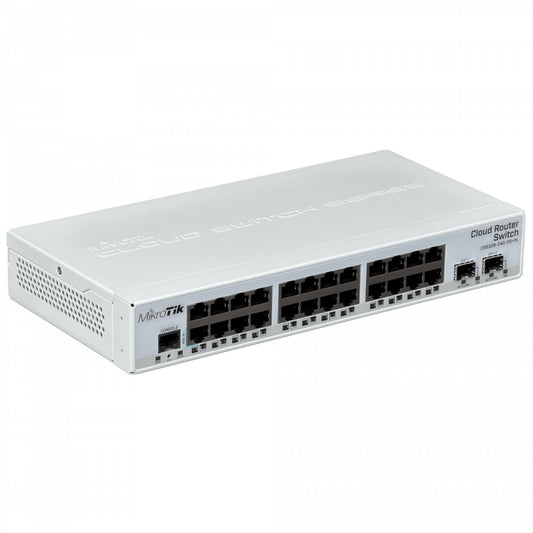 CRS326-24G-2S+IN MIKROTIK Enrutador de Capa 3 y Switch 24 Puertos 1000Base-T 2 Ranuras SFP+ 10G Puerto de Consola Licencia L5 Sobremesa