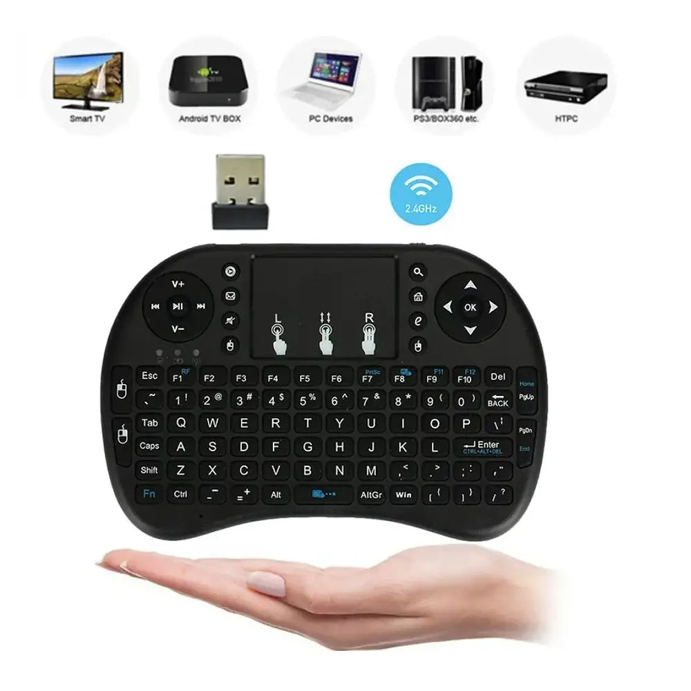 Teclado Reducido Sin Cable Almohadilla Táctil para Televisores Inteligentes Ordenadores Decodificadores