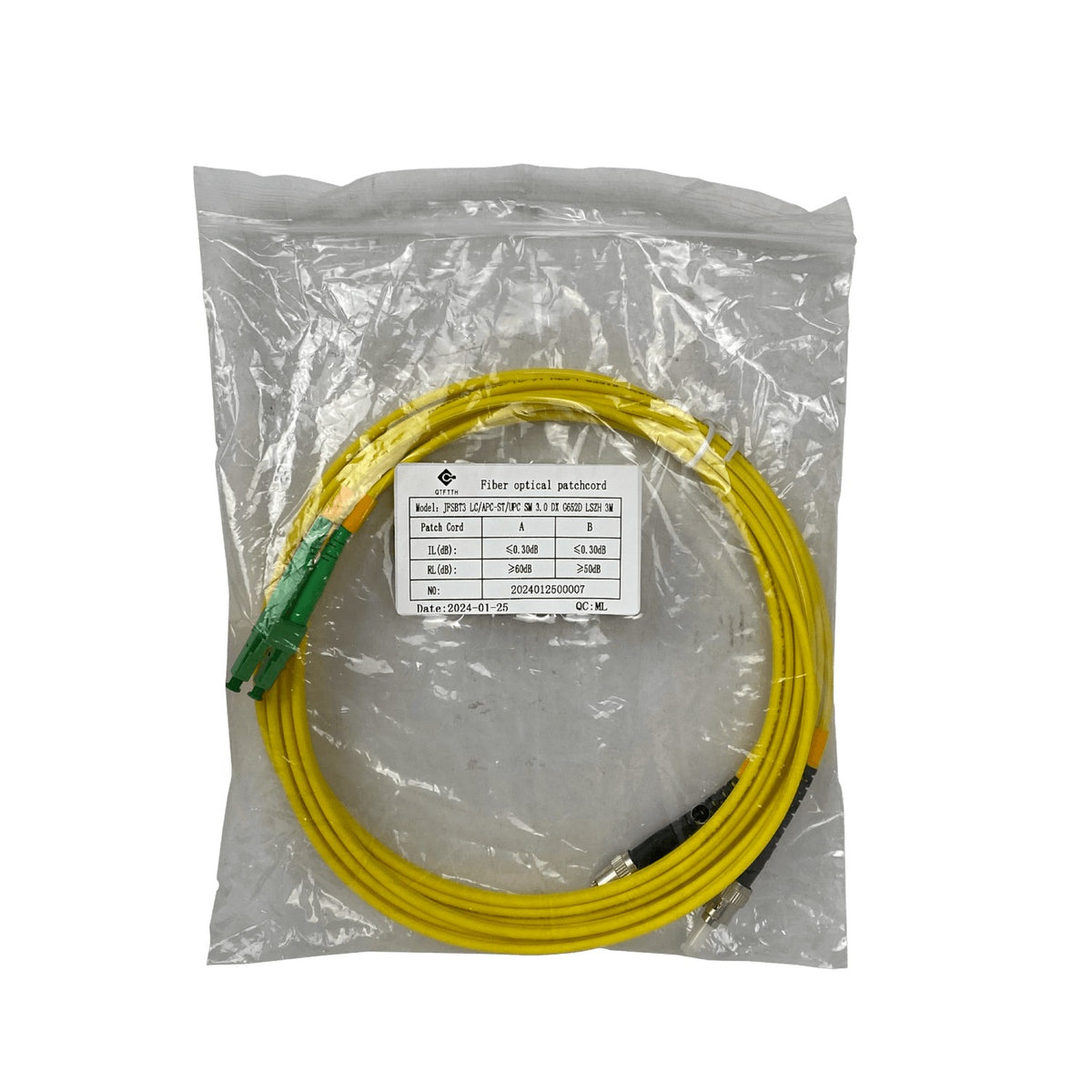 JFSBT3. 3mt SM LC/APC-ST/UPC MonoModo SM Dúplex Cable Puente Fibra 3.0mm 9/125