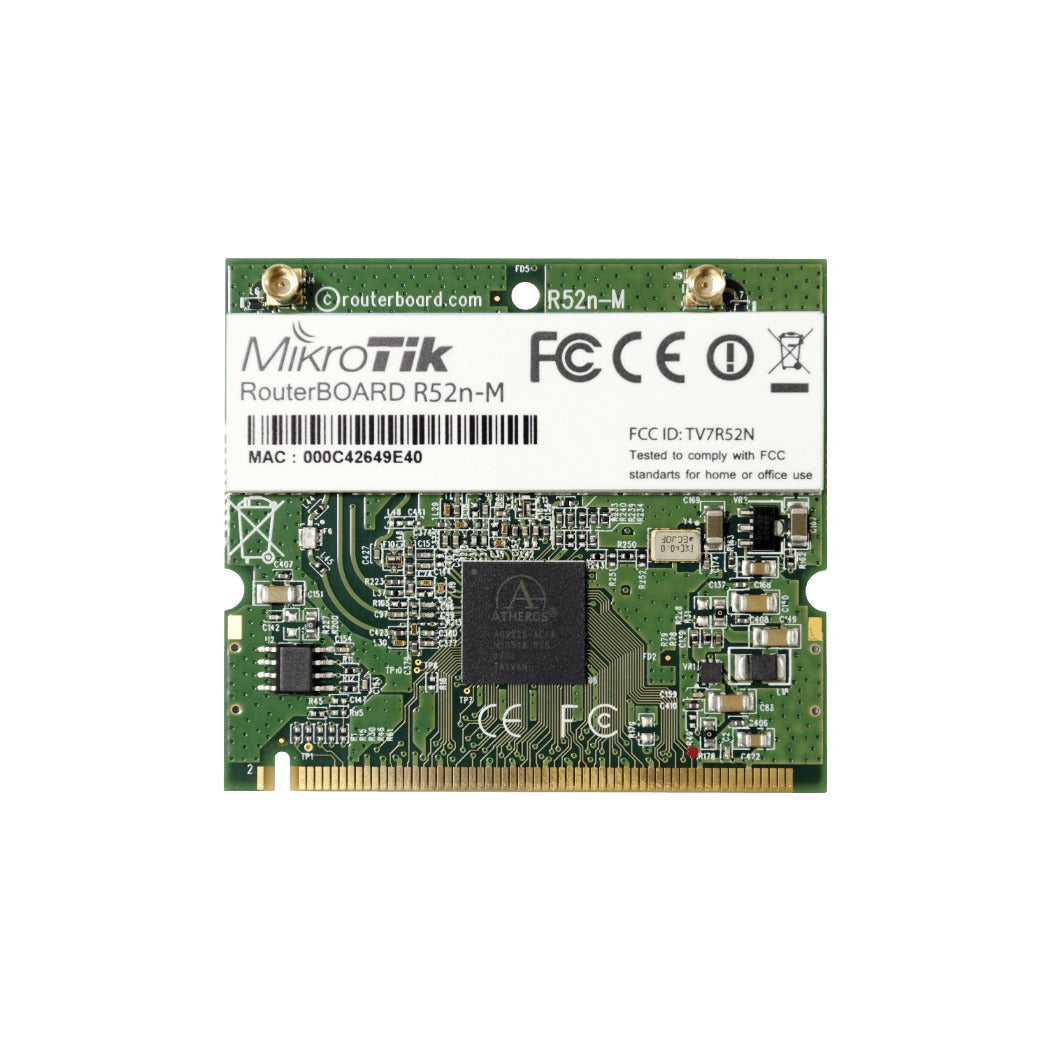 R52NM MIKROTIK 2-MMCX 23DBM 2,4GHZ/5GHZ A/B/G/N300 200MW AR9220 TARJETA MINIPCI