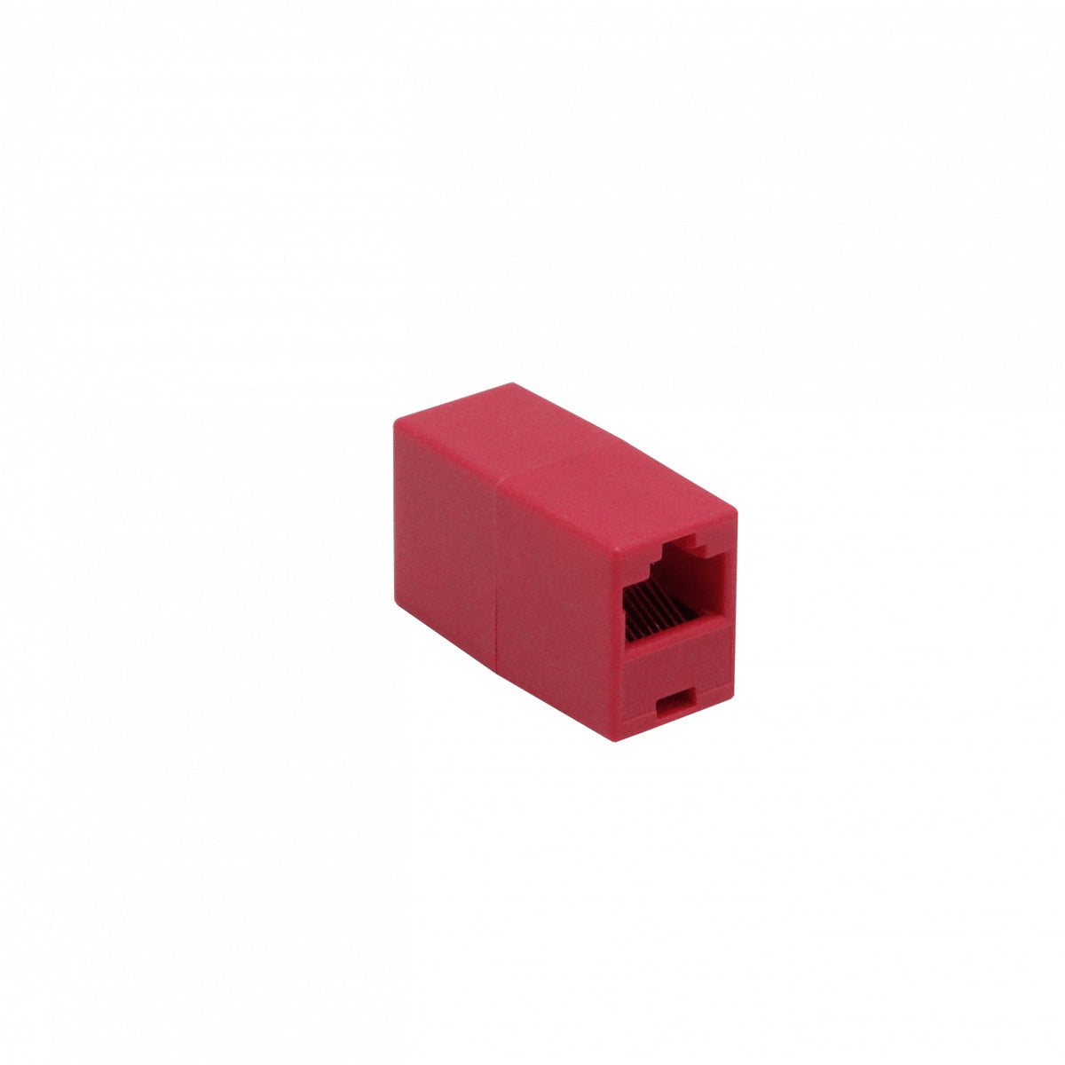 RJ45-CR Acoplador hembra-hembra RJ45 de color rojo para unión o empalme de red