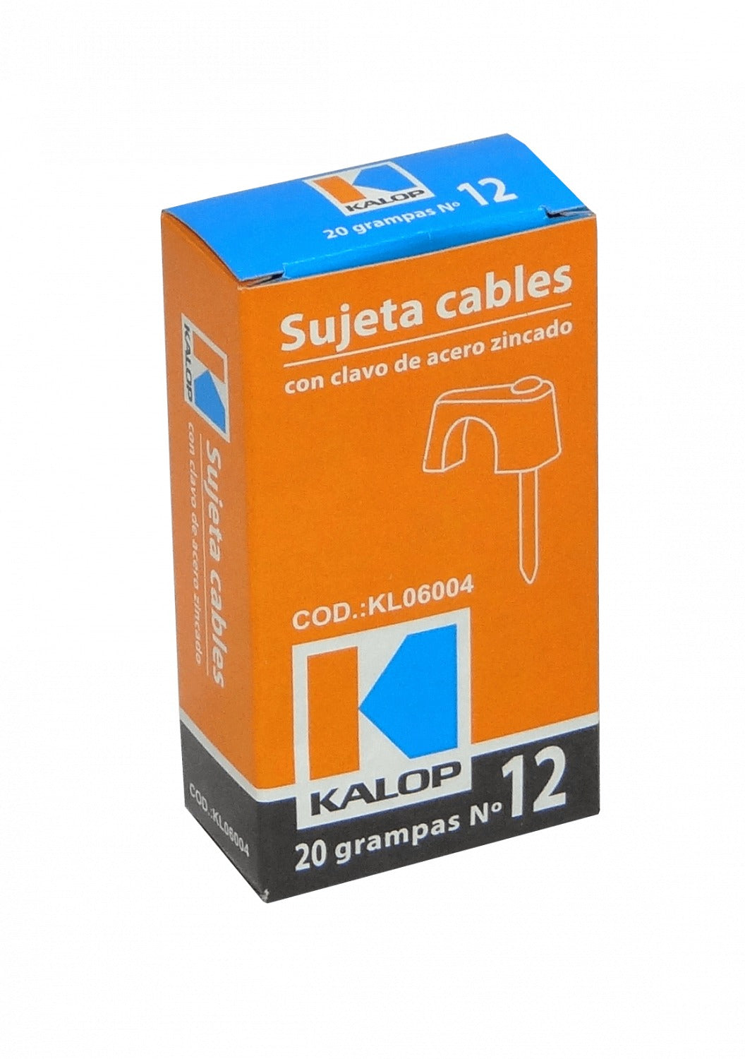 GRAMPA-12 KALOP Paquete de 20 Unidades de Sujetacables Nº12 Gris 7,5x11mm con Clavo Zincado 16x2,25mm