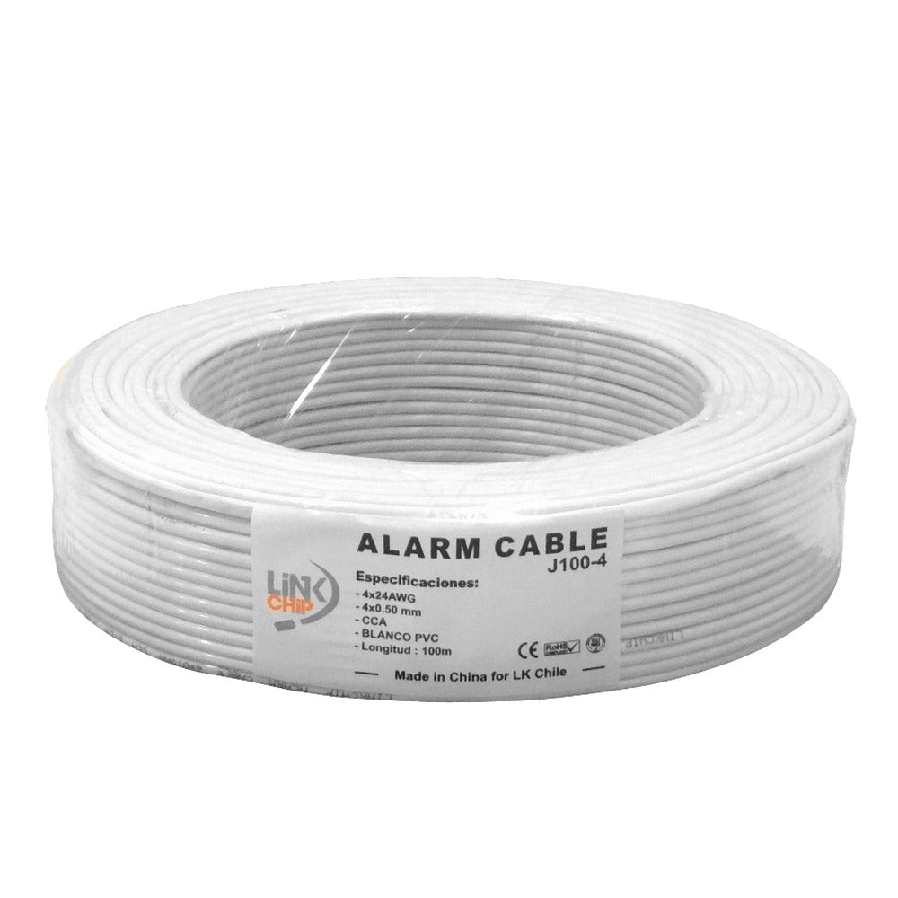 J100-4 cable telefónico 4 conductores 100 metros 24AWG CCA 4 pines 2 pares hilo de aleación de aluminio blanco circular 4x0,5mm