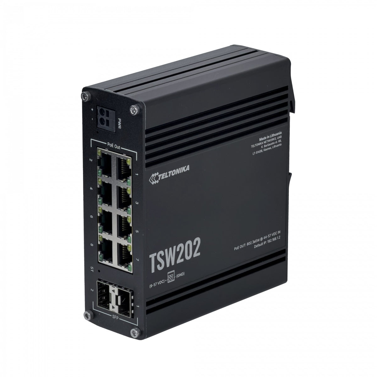 TSW202 TELTONIKA Admin 8-1000-PoE++ 2-SFP 240W req7-57V IP30 RielDIN Swit L3