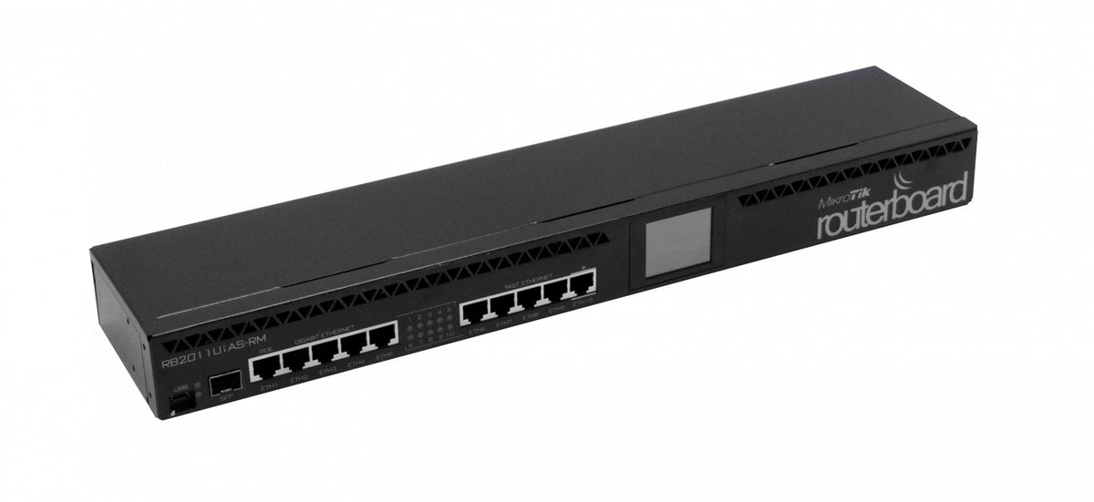 RB2011UIAS-RM-LIQ. MIKROTIK DE SEGUNDA MANO Bastidor-1U 5-100 5-1000 Pantalla LCD SFP Nivel 5 USB Consola-RJ45 Alimentación/8-30V