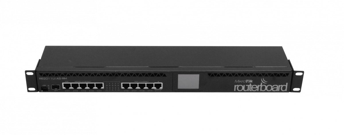 RB2011UIAS-RM-LIQ. MIKROTIK DE SEGUNDA MANO Bastidor-1U 5-100 5-1000 Pantalla LCD SFP Nivel 5 USB Consola-RJ45 Alimentación/8-30V