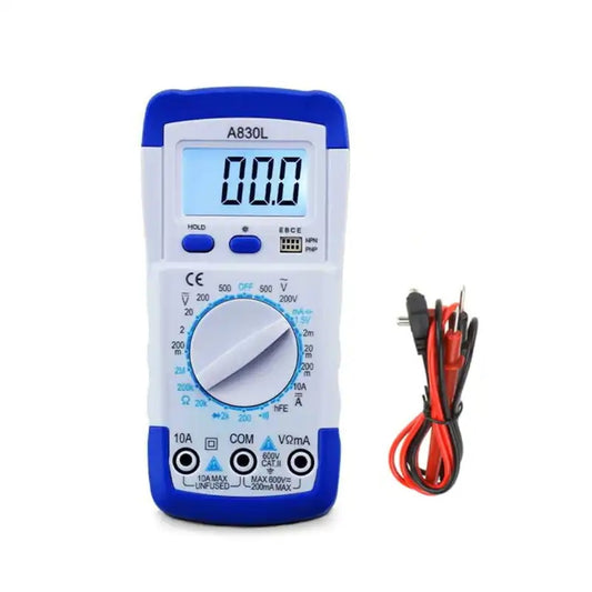 Medidor Digital Multifunción A830L con Pantalla LCD, Corriente Alterna Continua, Verificador de Diodo y Tensión