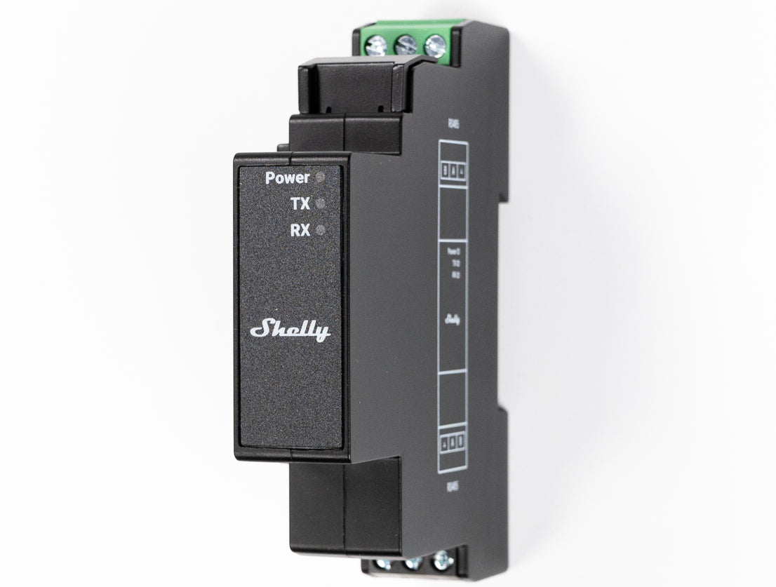 Módulo de expansión Modbus RS485 para dispositivos Shelly Pro, riel DIN